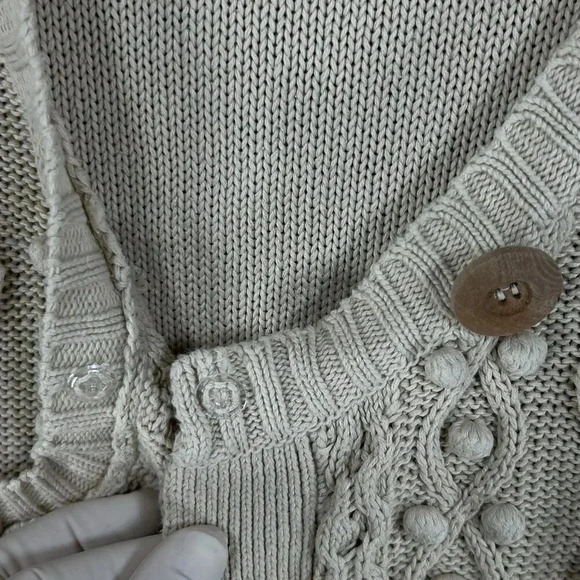 Soft Surroundings Womens M Cable Knit Sweater Bobble Accents Asym Art To Wear - Picture 11 of 15